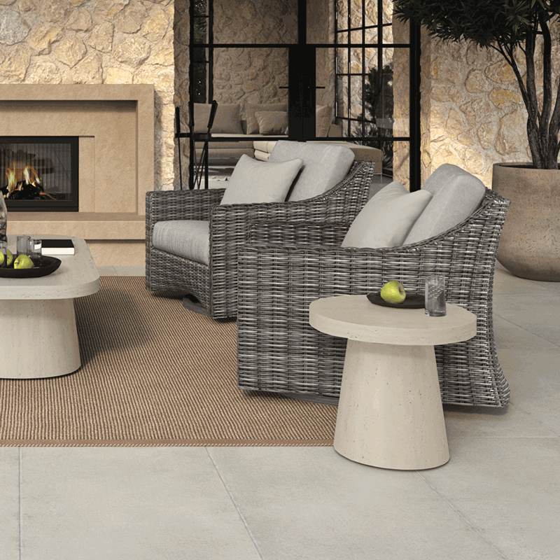 Pompano End Table Outdoor Patio Stone Look Side Table
