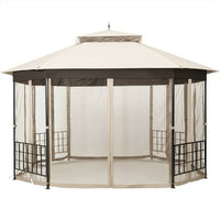Outdoor 10 x 12 Ft Octagon Gazebo with Mosquito Net Sidewalls and Canopy