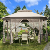 Outdoor 10 x 12 Ft Octagon Gazebo with Mosquito Net Sidewalls and Canopy