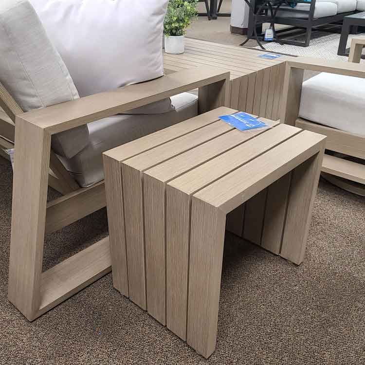 Bari Aluminum End Table Outdoor Patio Rust Proof Modern Side Table