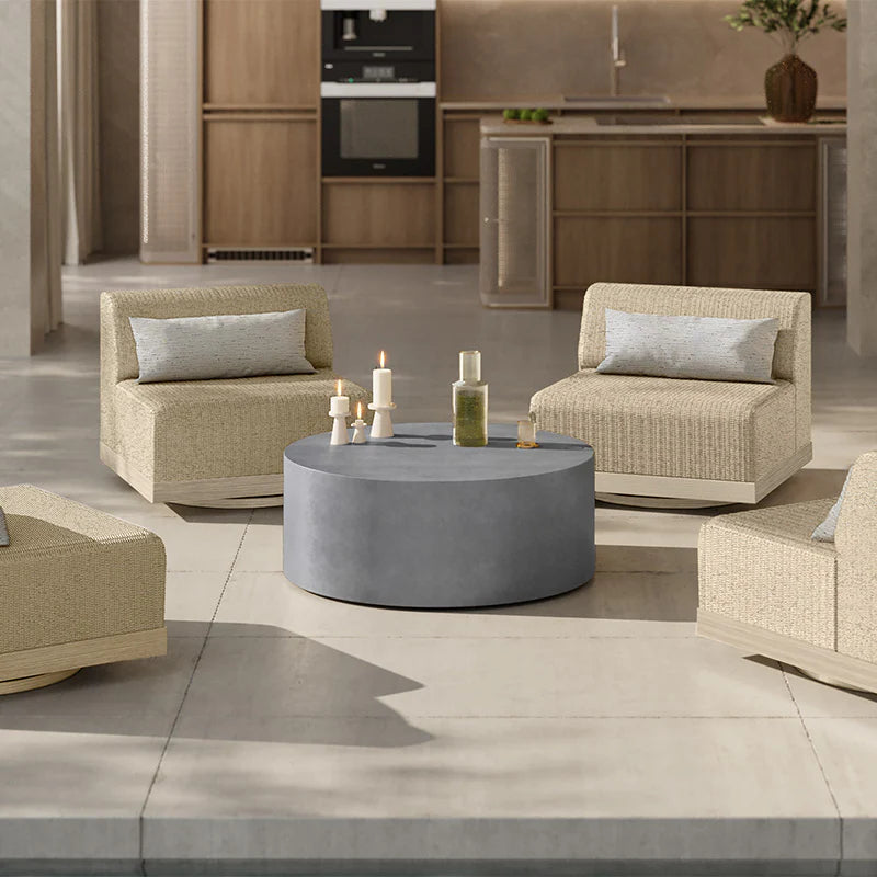 Bellino Chat Table Outdoor Aluminum Patio Concrete Look Table
