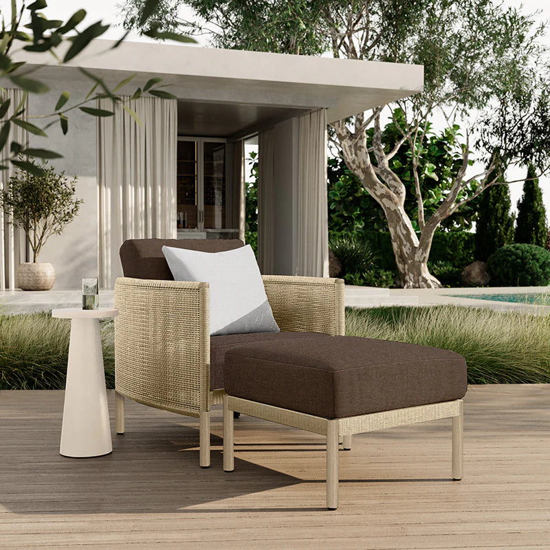 Bellino Drink Table Outdoor Aluminum Concrete Look Accent Table