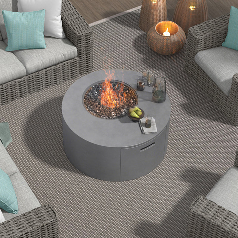 Bellino Round Fire Pit with Lid 55,000 BTU Outdoor Propane Fire Table