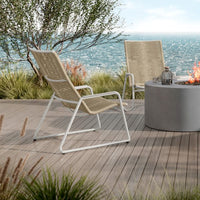 Cabana High Back Club Chair Outdoor Patio Aluminum Stackable Eco Weave