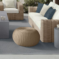 Cloud Large Pouf Outdoor Ottoman Eco Weave Patio Footrest Cushion Seat