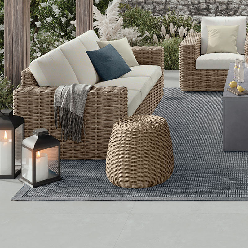 Cloud Small Pouf Outdoor Ottoman Eco Weave Patio Footrest Cushion Seat