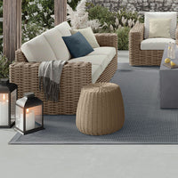 Cloud Small Pouf Outdoor Ottoman Eco Weave Patio Footrest Cushion Seat