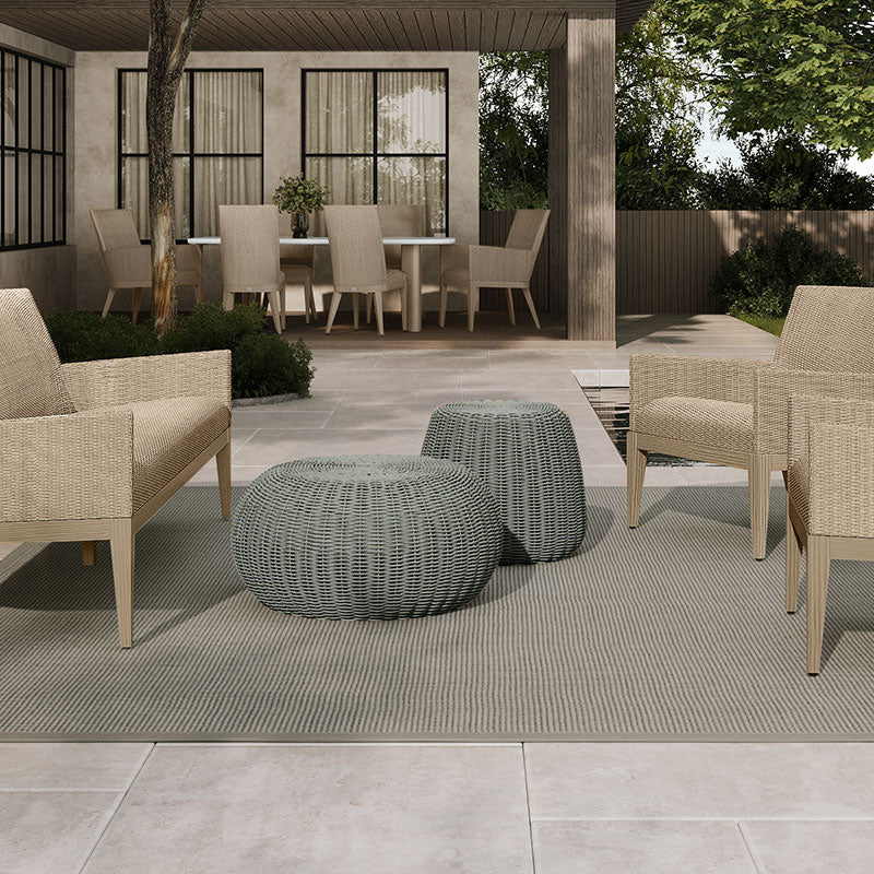 Cloud Large Pouf Outdoor Ottoman Eco Weave Patio Footrest Cushion Seat