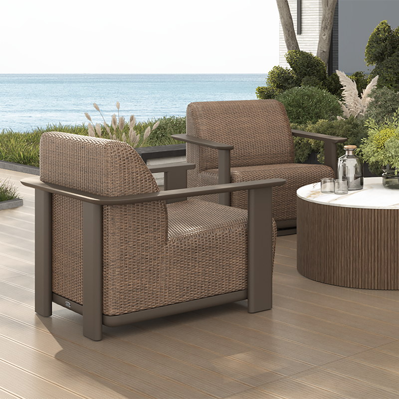 Corte Padded Club Chair Outdoor Patio Aluminum Eco Weave Cushion Seat
