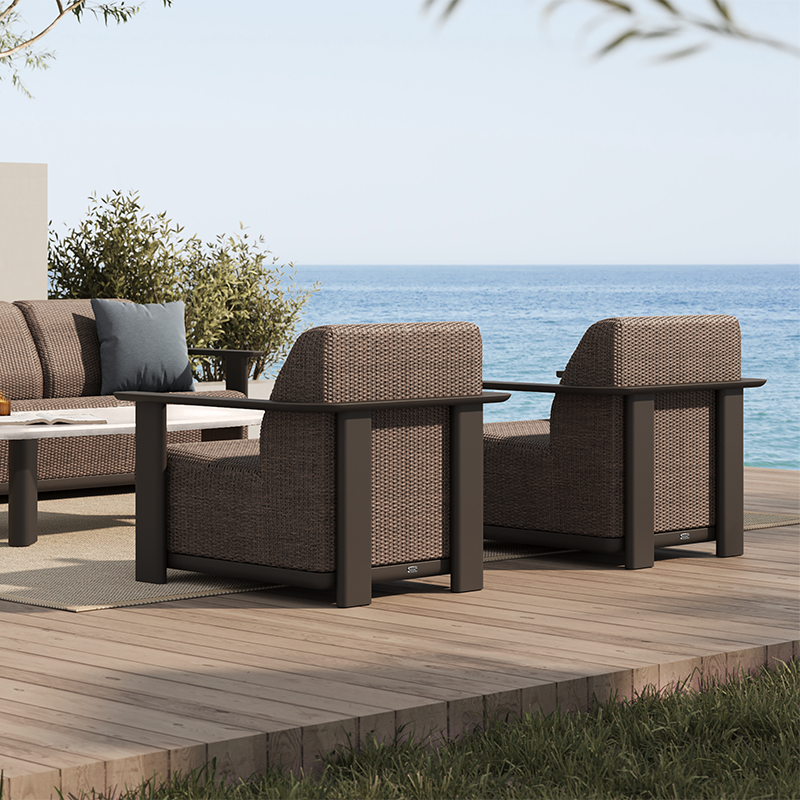 Corte Padded Club Chair Outdoor Patio Aluminum Eco Weave Cushion Seat