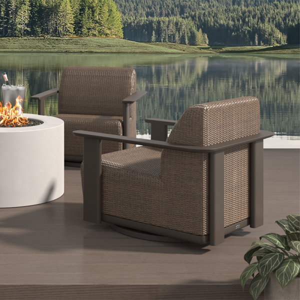 Corte Padded Swivel Glider Club Chair Outdoor Patio Eco Weave Cushion