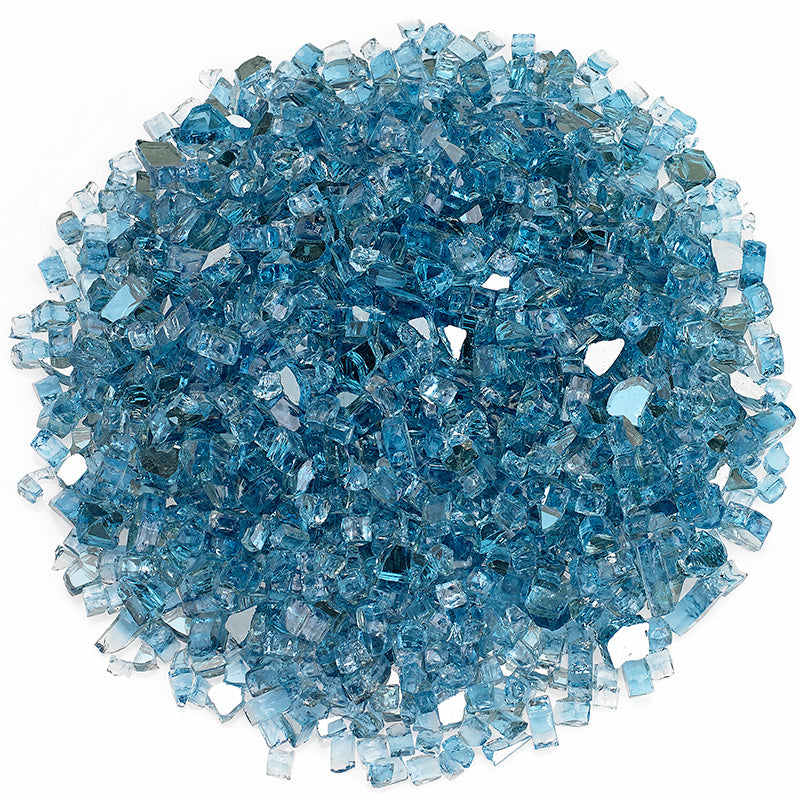 Pacific Blue Reflective 1/4 Inch Fire Glass for Fire Pit & Fireplace