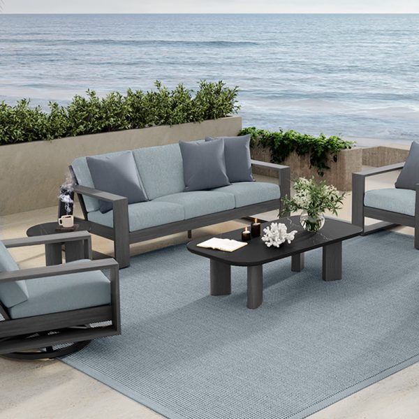 Forano Aspen End Table Outdoor Patio Marble Look Side Table