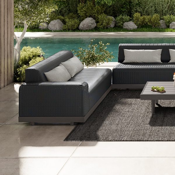 Grande 70” Armless Sofa Section Outdoor Patio Eco Weave Modular Couch