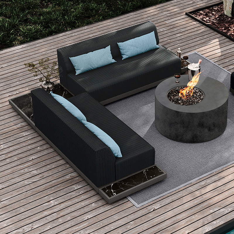 Grande Corner Table Outdoor Aluminum Sintered Stone Patio Table