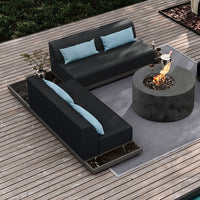 Grande Corner Table Outdoor Aluminum Sintered Stone Patio Table