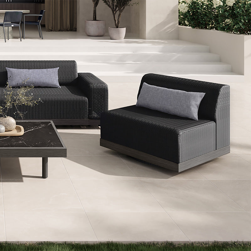 Grande Armless Swivel Chair Outdoor Patio Eco Weave Cushion Seat