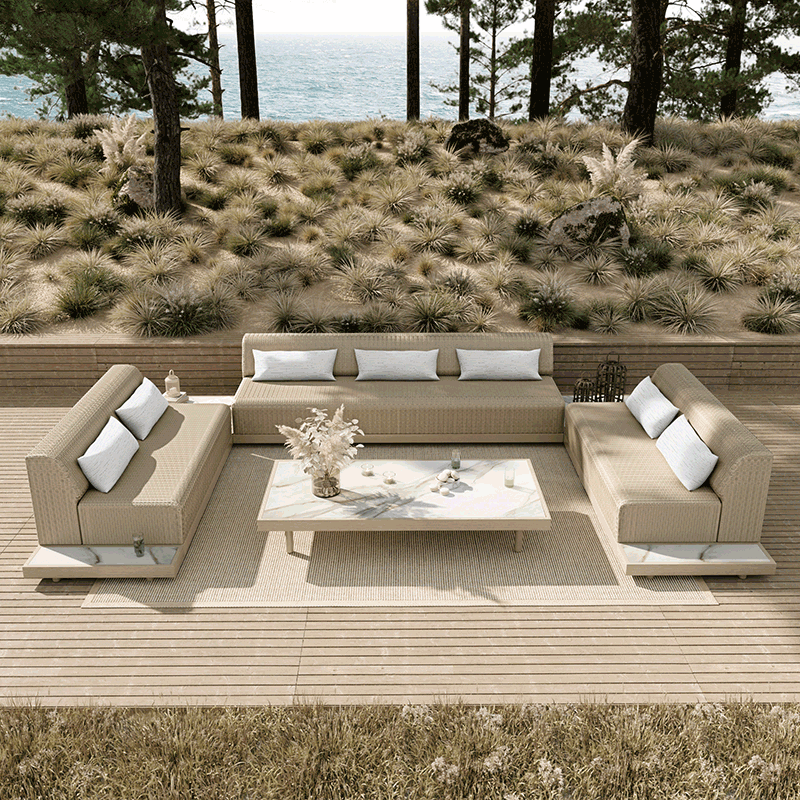 Grande 105” Armless Sofa Section Outdoor Patio Eco Weave Modular Couch