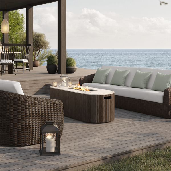 Hampton Aspen Fire Pit Outdoor Fire Table Sintered Stone Top