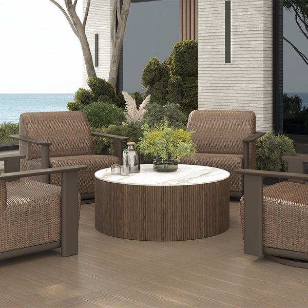 Hampton Aspen Chat Table Outdoor Stone Top Patio Table