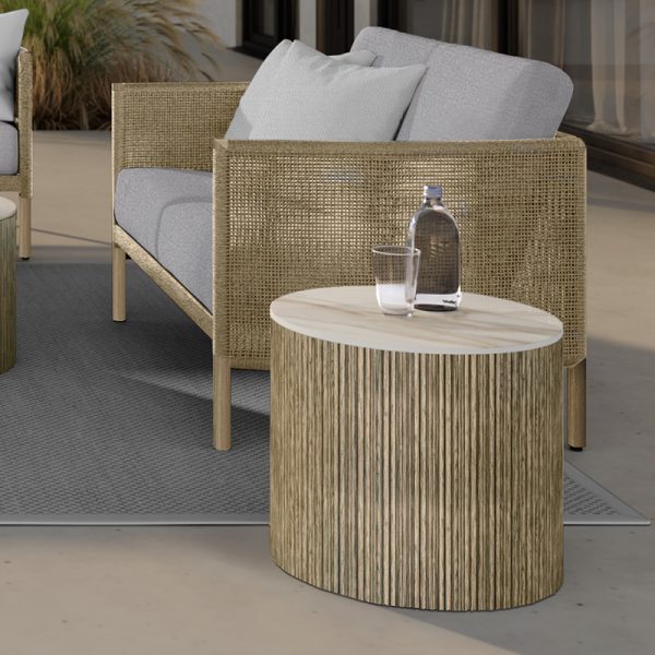 Hampton Aspen End Table Outdoor Stone Top Patio Side Table