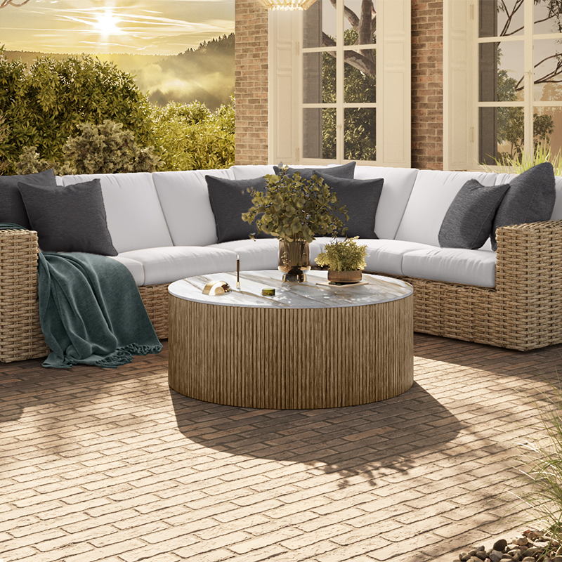Hampton Aspen Chat Table Outdoor Stone Top Patio Table
