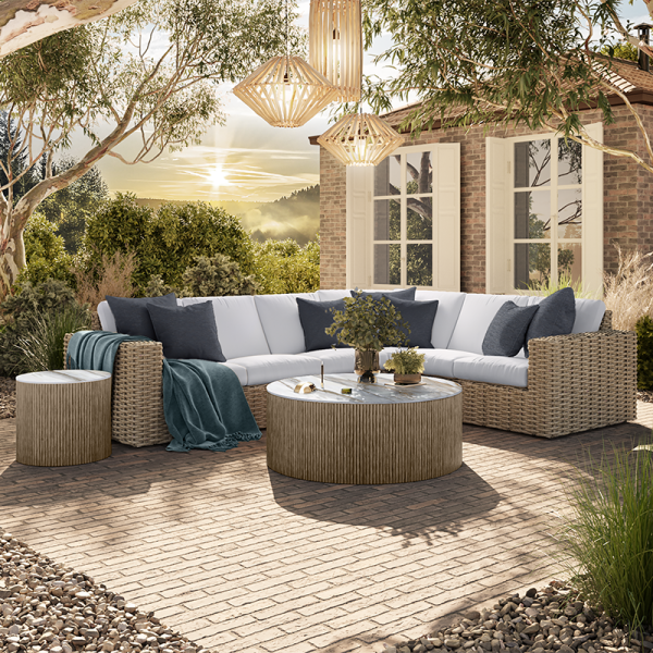 Mia Left Loveseat Section Outdoor Patio Modular Cushion Sofa