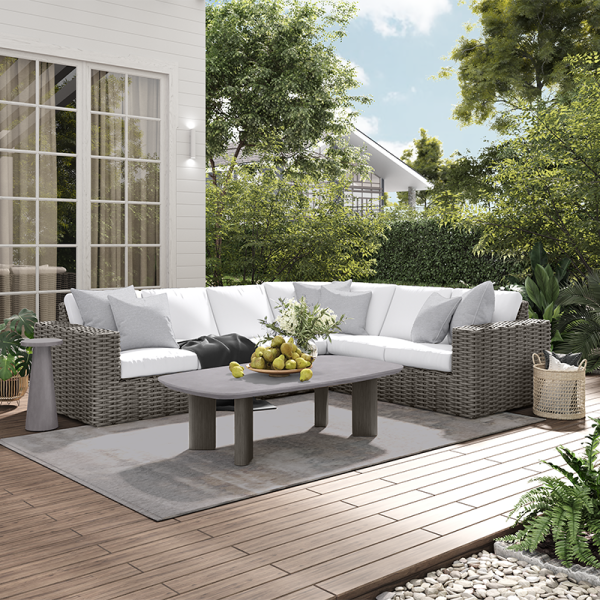 Mia Left Loveseat Section Outdoor Patio Modular Cushion Sofa