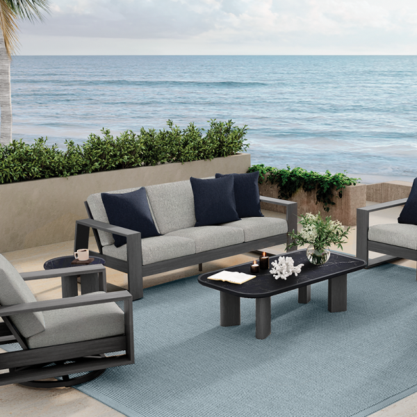 Novara Sofa Outdoor Patio Aluminum Cushion Lounge Couch