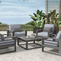 Palermo Chat Table Outdoor Patio Aluminum Slatted Coffee Table