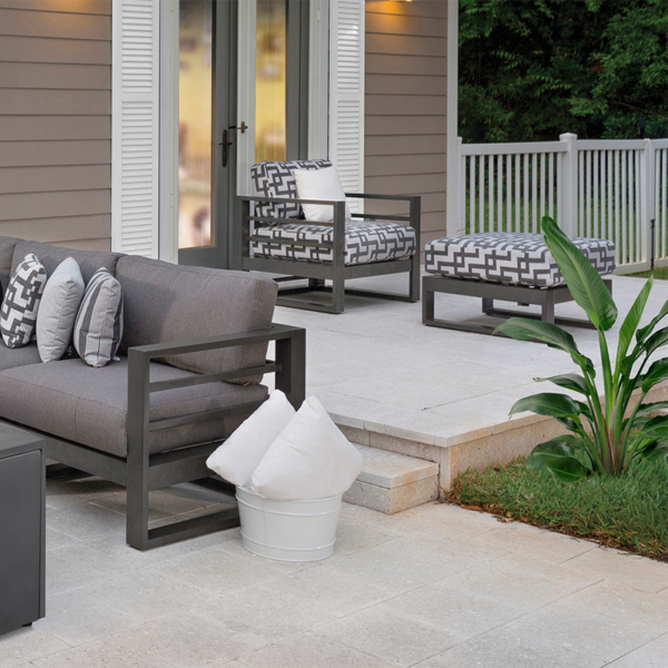 Palermo Ottoman Outdoor Patio Aluminum Cushion Footrest Stool