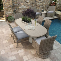 Pompano 84 Rectangular Dining Table Outdoor Patio Stone Look