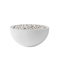 White stone bowl filled with small stones on a white background
