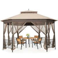 Outdoor 10 x 12 Ft Octagon Gazebo with Mosquito Net Sidewalls and Canopy