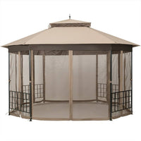 Outdoor 10 x 12 Ft Octagon Gazebo with Mosquito Net Sidewalls and Canopy