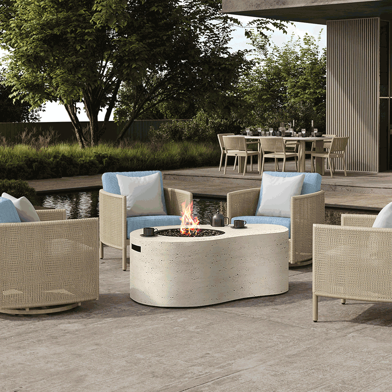 Tahoe Fire Pit Outdoor Patio Propane Stone Look Fire Table