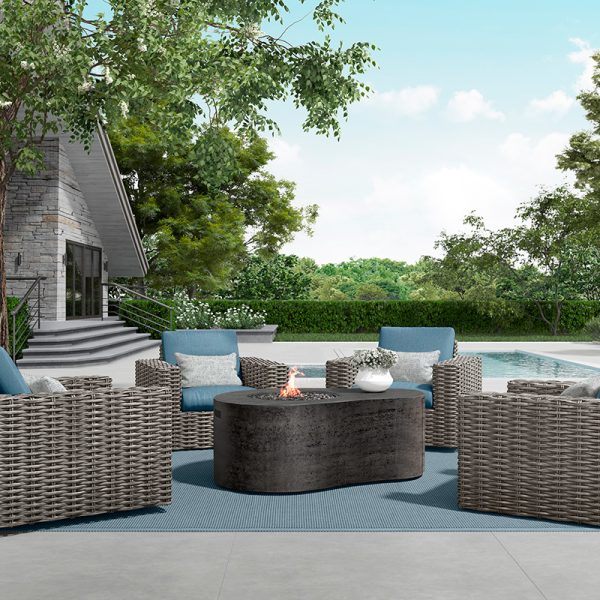 Tahoe Fire Pit Outdoor Patio Propane Stone Look Fire Table