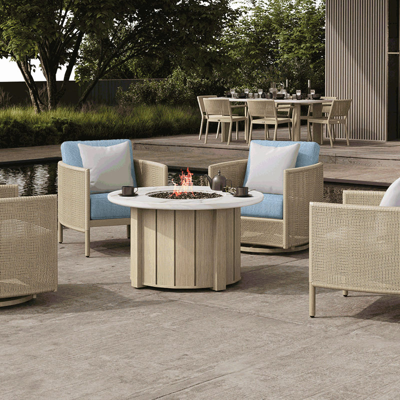 Trevi Aspen 42 Round Fire Pit with Lid 55,000 BTU Fire Table