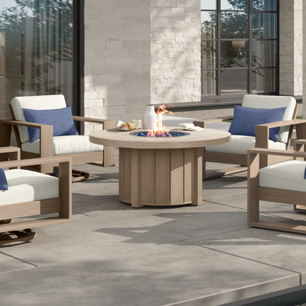 Trevi 50 Round Aluminum Fire Pit with Lid 55,000 BTU Fire Table