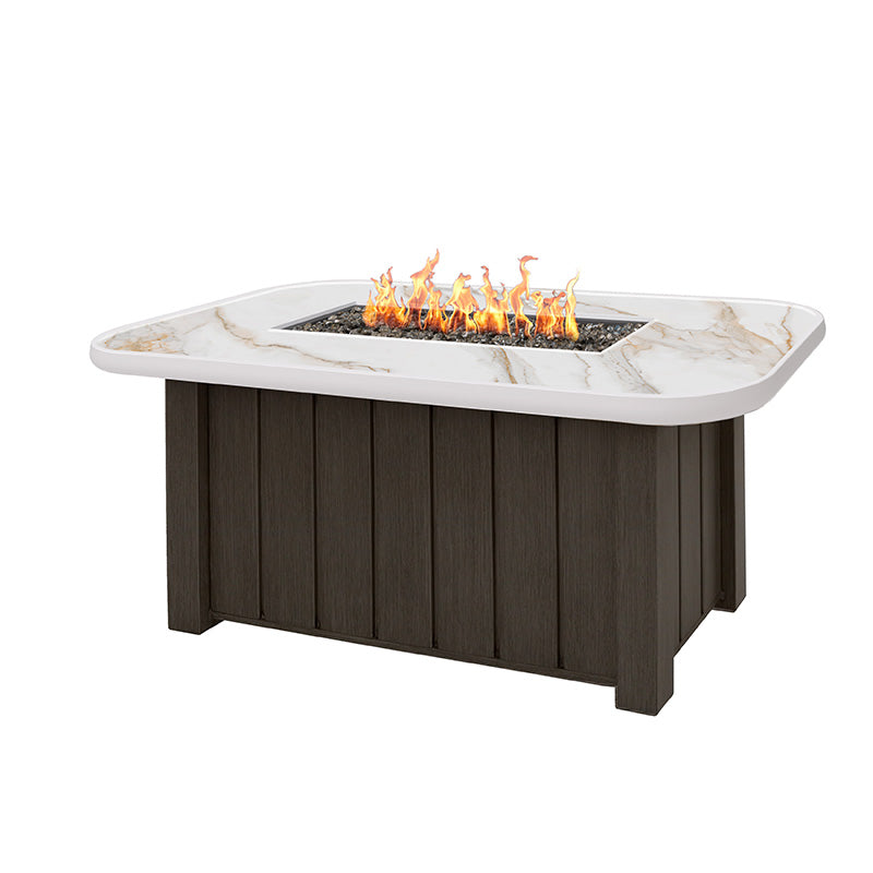 Trevi Aspen Rectangular Fire Pit with Lid 55,000 BTU Fire Table