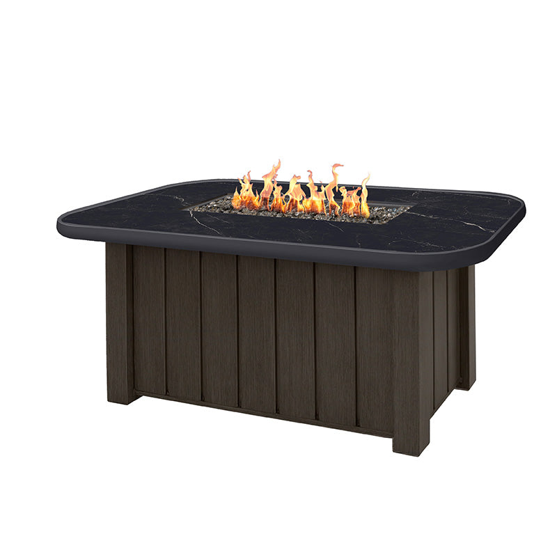 Trevi Aspen Rectangular Fire Pit with Lid 55,000 BTU Fire Table