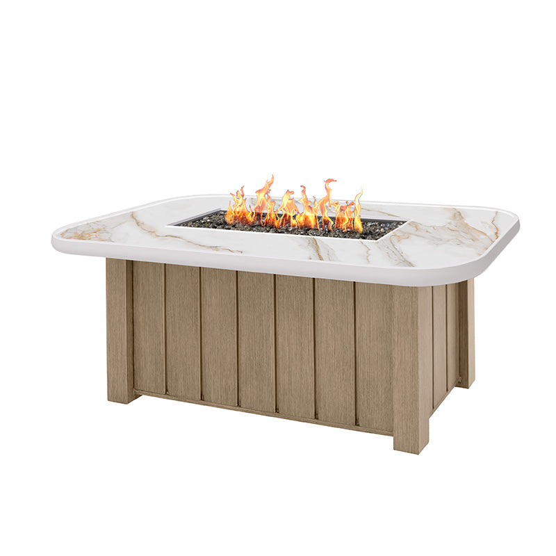 Trevi Aspen Rectangular Fire Pit with Lid 55,000 BTU Fire Table