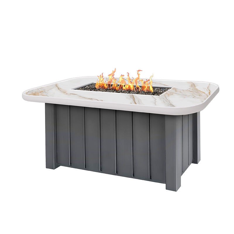 Trevi Aspen Rectangular Fire Pit with Lid 55,000 BTU Fire Table