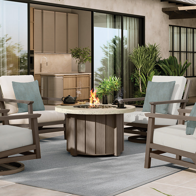 Trevi Pompano 42 Round Fire Pit with Lid 55,000 BTU Fire Table