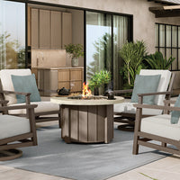 Trevi Pompano 42 Round Fire Pit with Lid 55,000 BTU Fire Table