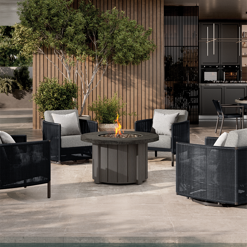 Trevi Pompano 42 Round Fire Pit with Lid 55,000 BTU Fire Table