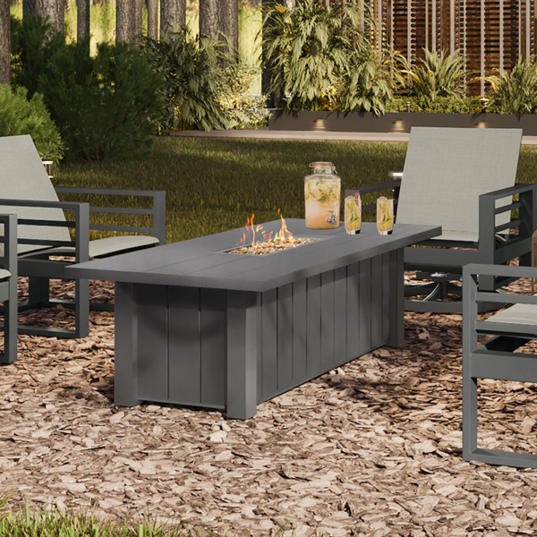 Trevi XL 70x32 Rectangular Fire Pit with Lid 55,000 BTU Fire Table