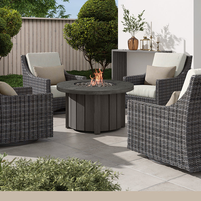Trevi Pompano 42 Round Fire Pit with Lid 55,000 BTU Fire Table