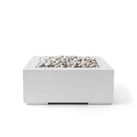 Concrete fire pit with pebbles on a white background