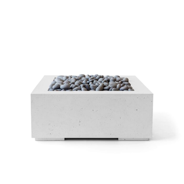 Concrete fire pit with pebbles on a white background